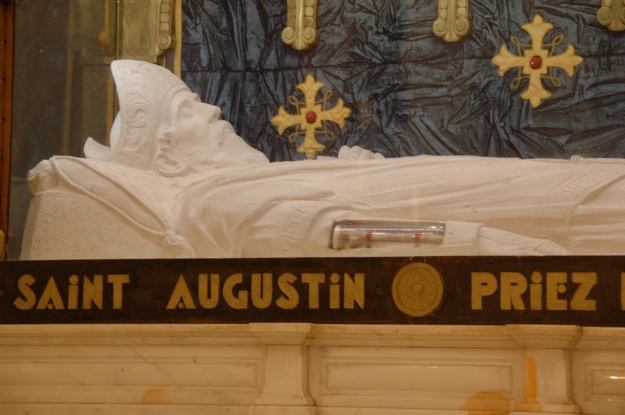 St Augustine, well his arm bone at least.... if you believe in relics that is.